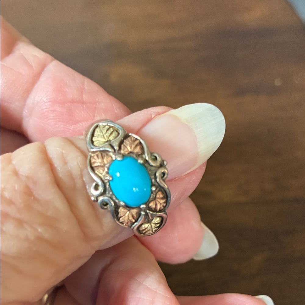 Coleman Turquoise sterling and 12K gold ring